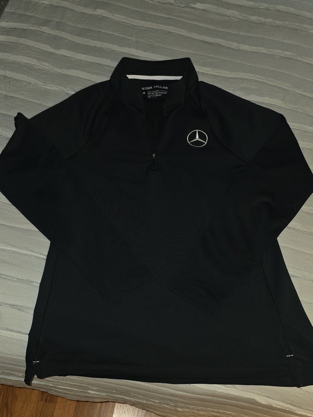 Peter Millar Black Quarter-Zip Pullover with Mercedes Benz Logo